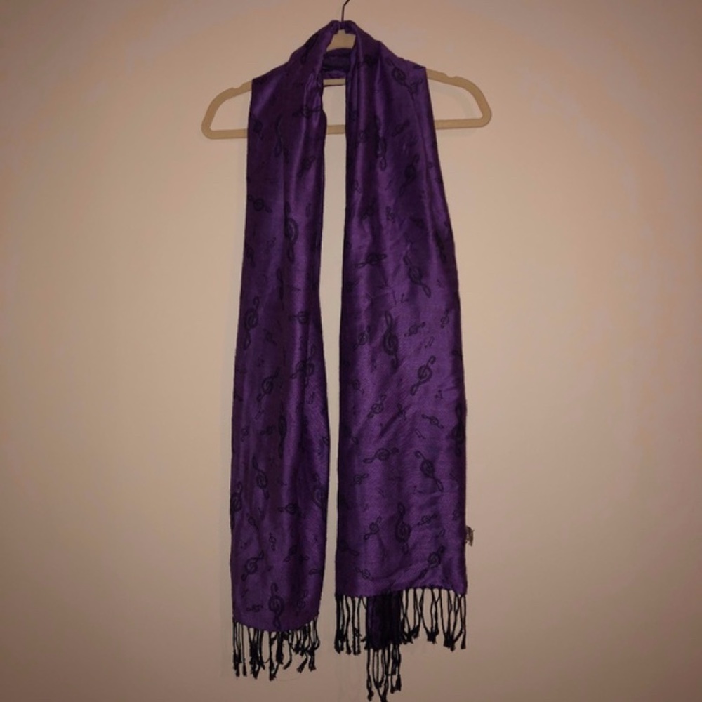 NWOT Purple and Black Music Note Scarf